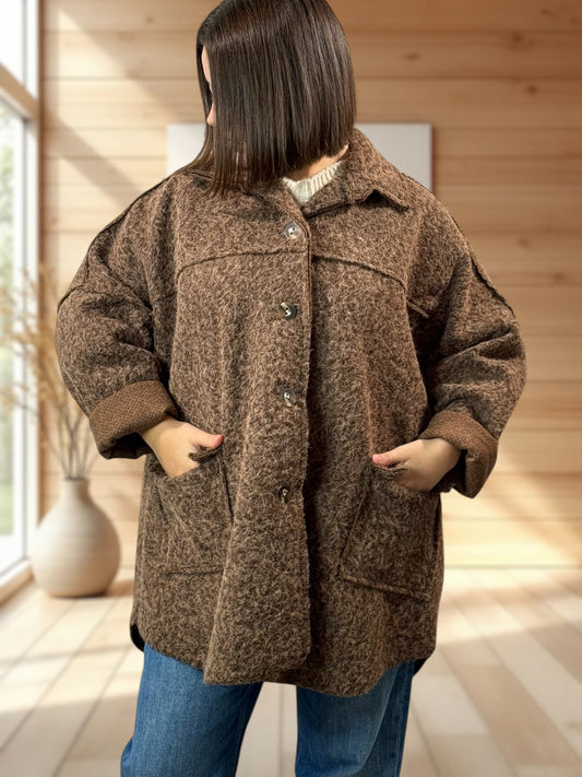 RAVELO - VESTE OVERSIZE MARRON JUSQU'A LA TAILLE 54/56