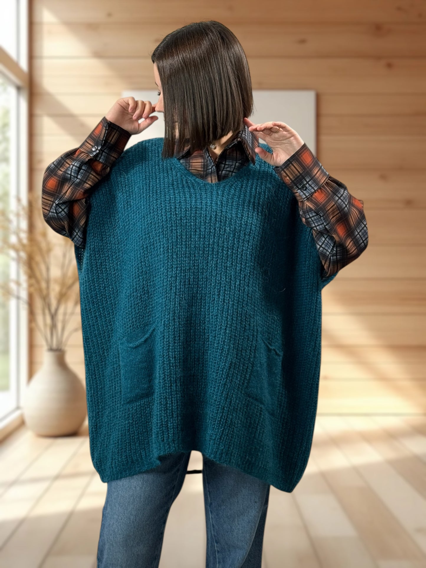 ENZO - PULL BLEU CANARD OVERSIZE JUSQU'A LA TAILLE 56