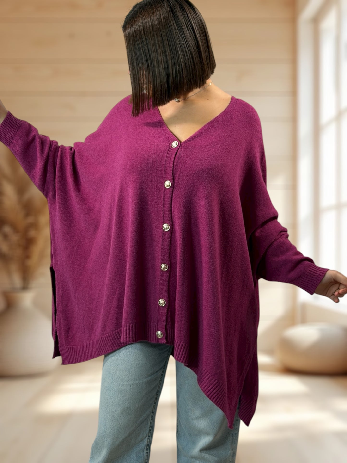 MATHILDE - GILET OVERSIZE VINO JUSQU'A LA TAILLE 56/58