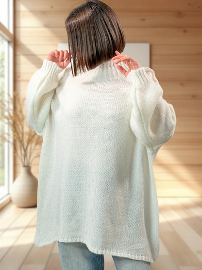 ESTELLE - PULL OVERSIZE BLANC CASSÉ JUSQU'A LA TAILLE 56/58