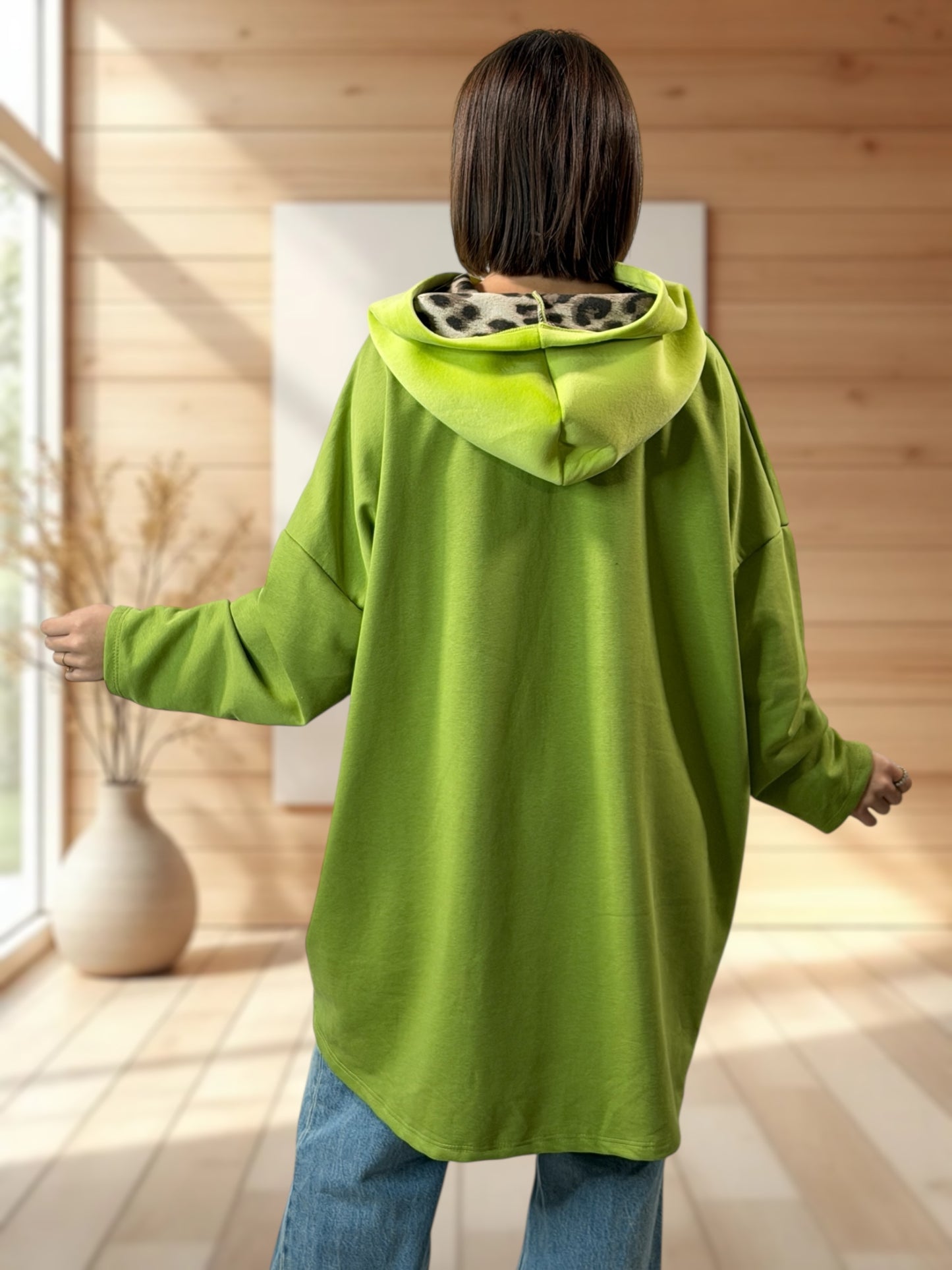 ELLIOT - SWEAT A CAPUCHE OVERSIZE VERT JUSQU'A LA TAILLE 56