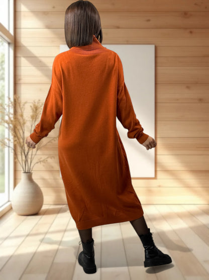 VICTOIRE - ROBE EN MAILLE ROUILLE OVERSIZE JUSQU'A LA TAILLE 48/50