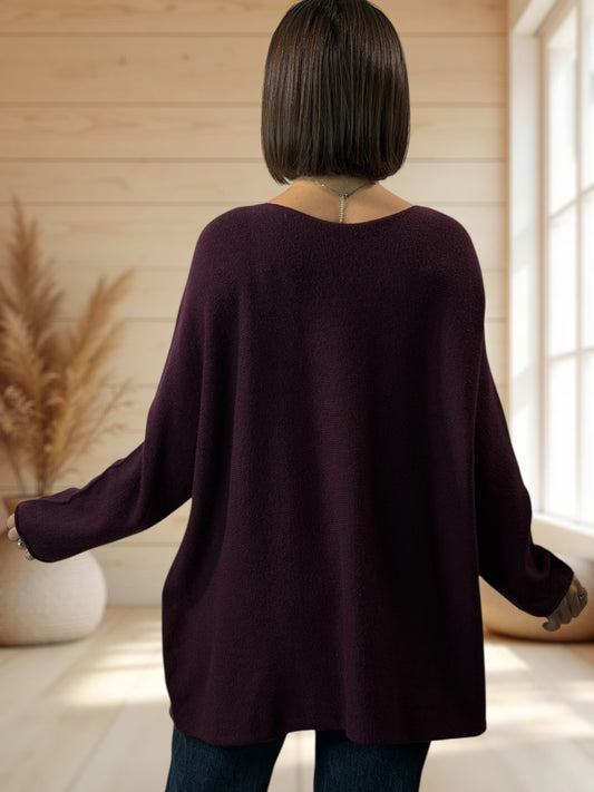 TINA - PULL OVERSIZE RAISIN JUSQU'A LA TAILLE 54