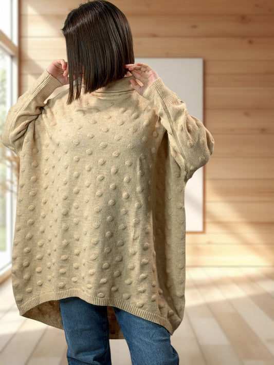 CAMILLA - PULL BEIGE OVERSIZE JUSQU'A LA TAILLE 56