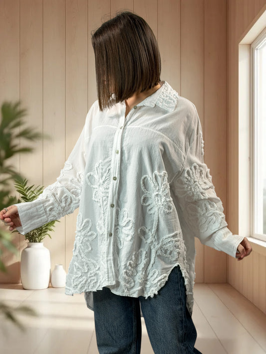 CAROLA - CHEMISE OVERSIZE BLANCHE JUSQU'A LA TAILLE 50/52