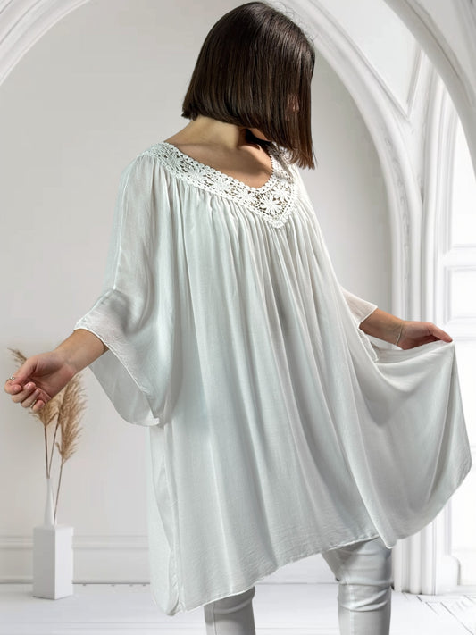 LOLITA - TUNIQUE OVERSIZE BLANCHE JUSQU'A LA TAILLE 58