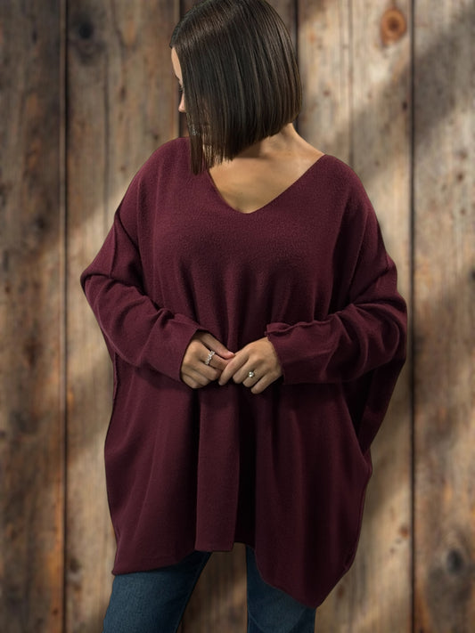 PALOMA - PULL OVERSIZE BORDEAUX JUSQU'A LA TAILLE 56
