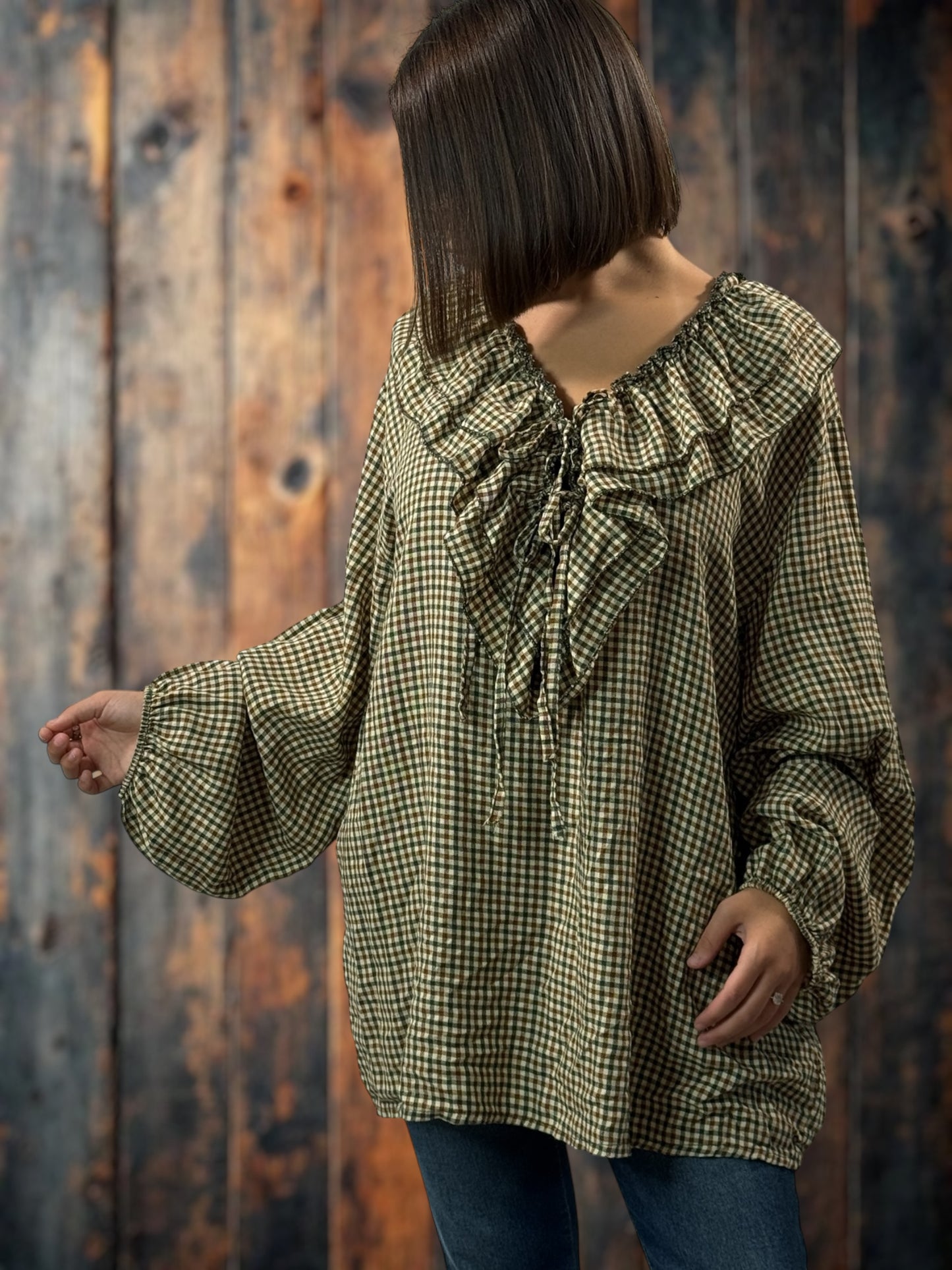 COLINE - BLOUSE A PETITS CARREAUX  JUSQU'A LA TAILLE 52/54
