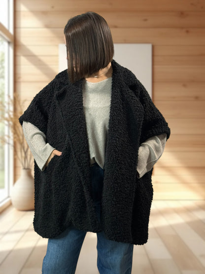 COCO - VESTE NOIRE EN MOUMOUTE JUSQU'À LA TAILLE 54/56