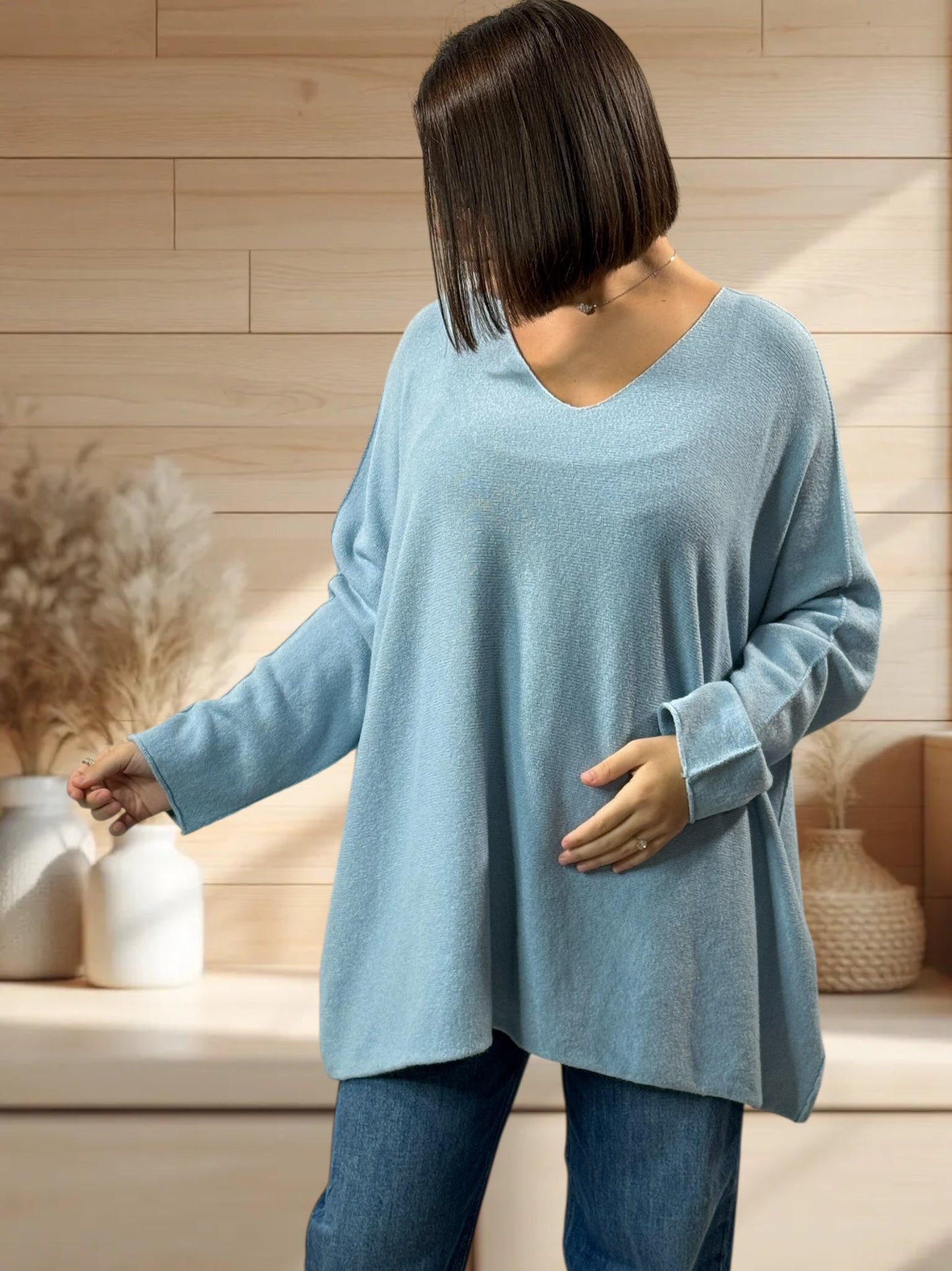 PALOMA - PULL OVERSIZE BLEU CIEL JUSQU'A LA TAILLE 56