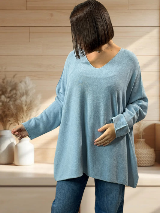 PALOMA - PULL OVERSIZE BLEU CIEL JUSQU'A LA TAILLE 56