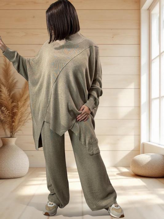CLOE - ENSEMBLE EN MAILLE BEIGE JUSQU'A LA TAILLE 50