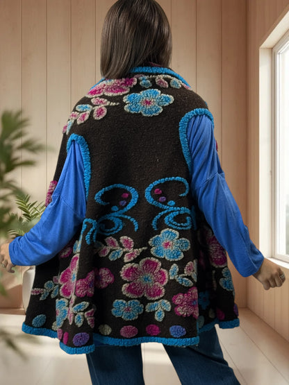 CHOCOLAT - GILET EN LAINE BOUILLIE JUSQU'A LA TAILLE 52