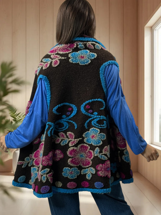 CHOCOLAT - GILET EN LAINE BOUILLIE JUSQU'A LA TAILLE 52