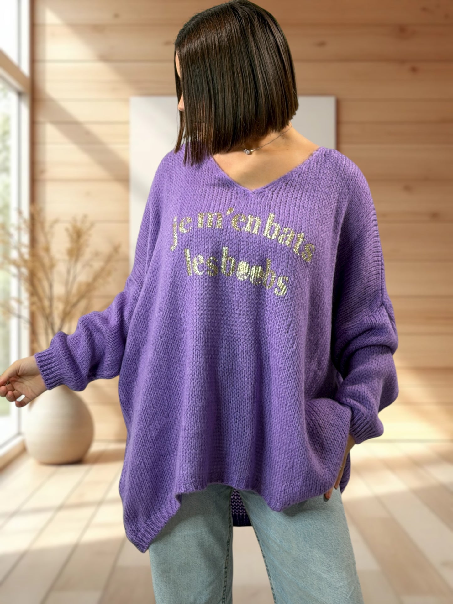 LUCIA - PULL OVERSIZE LILAS JUSQU'A LA TAILLE 54
