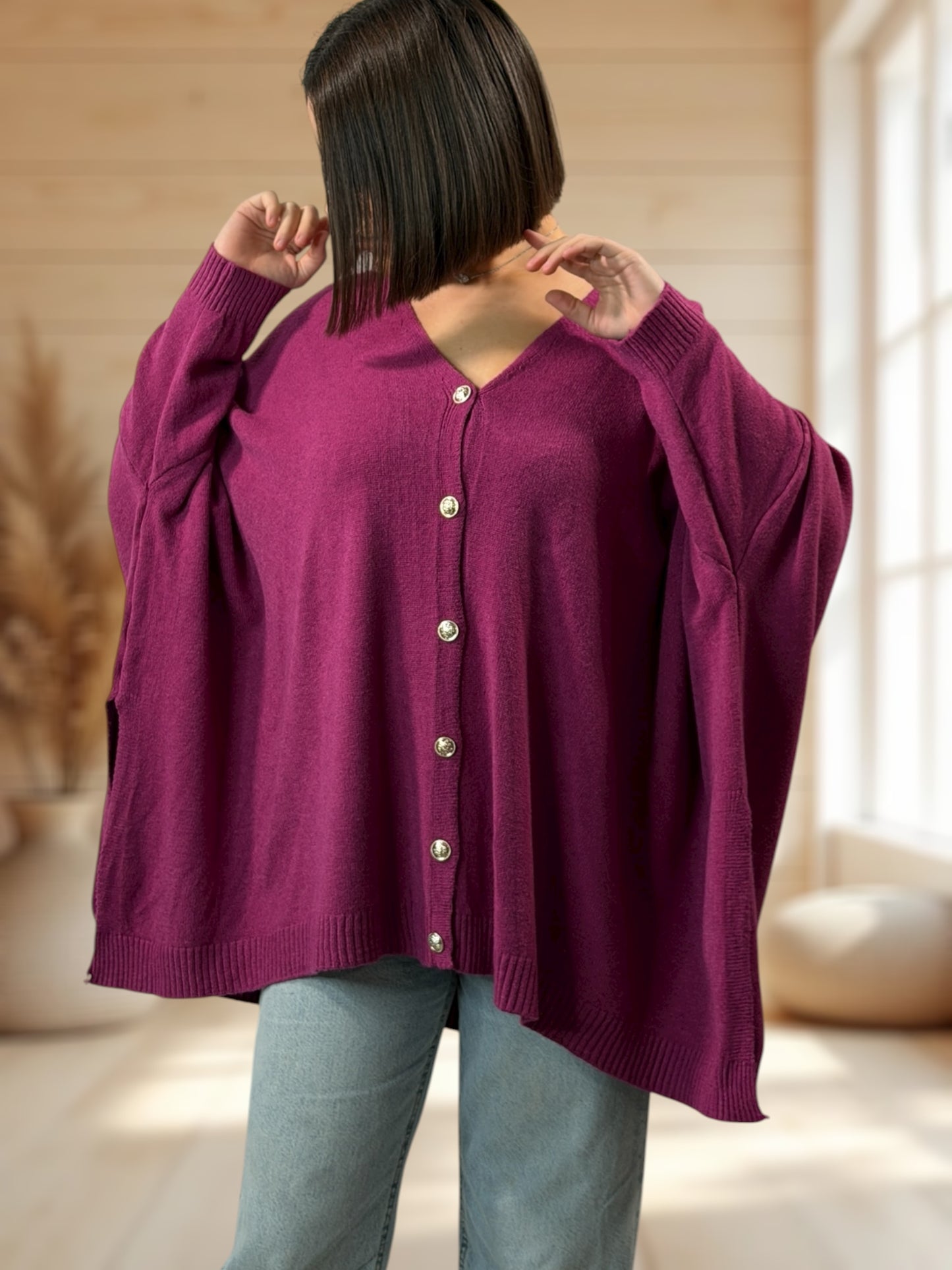 MATHILDE - GILET OVERSIZE VINO JUSQU'A LA TAILLE 56/58