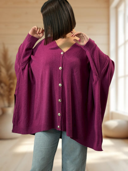 MATHILDE - GILET OVERSIZE VINO JUSQU'A LA TAILLE 56/58