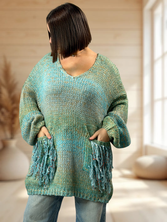 CHACHA REF3 - PULL OVERSIZE LAGON AVEC LUREX JUSQU'A LA TAILLE 54/56