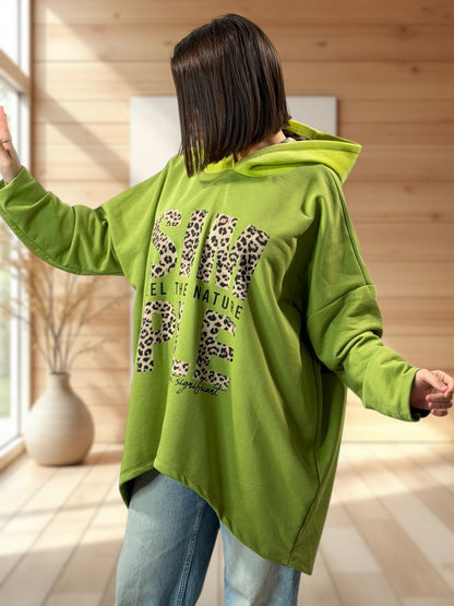 ELLIOT - SWEAT A CAPUCHE OVERSIZE VERT JUSQU'A LA TAILLE 56