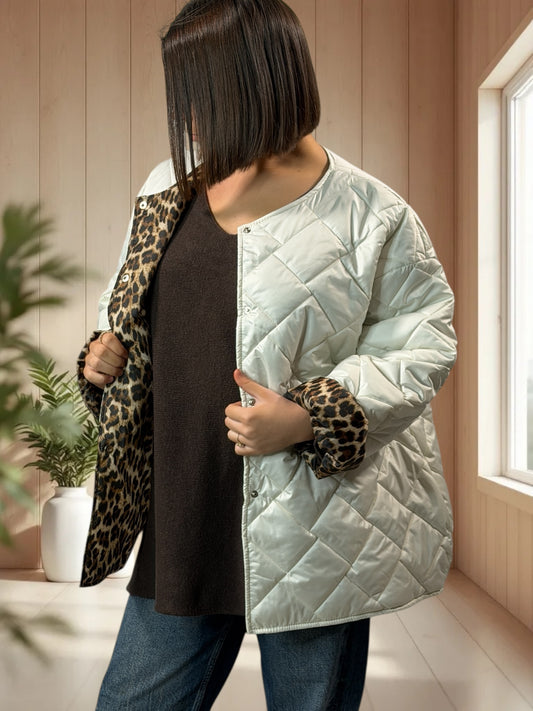 DEBORAH - DOUDOUNE BLANCHE INTERIEUR LEOPARD TAILLE 44 A 50