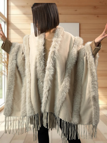 ERIKA - CAPE BEIGE FAUSSE FOURRURE