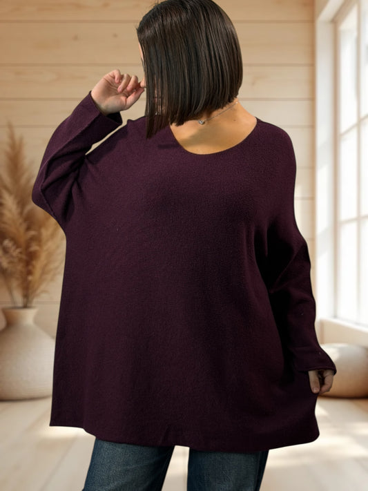TINA - PULL OVERSIZE RAISIN JUSQU'A LA TAILLE 54
