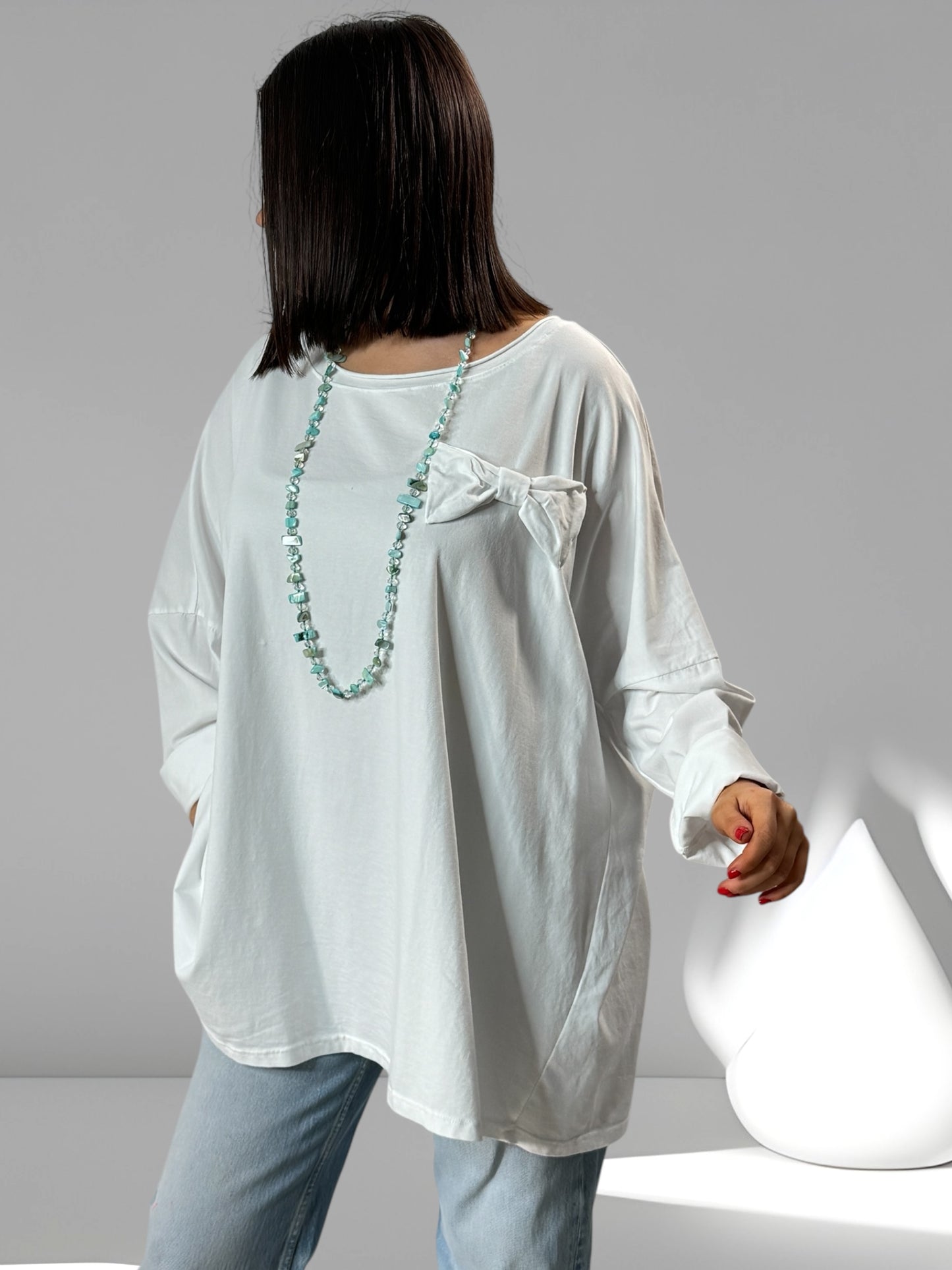 DELICE - T-SHIRT BLANC EN COTON OVERSIZE JUSQU'A LA TAILLE 52/54