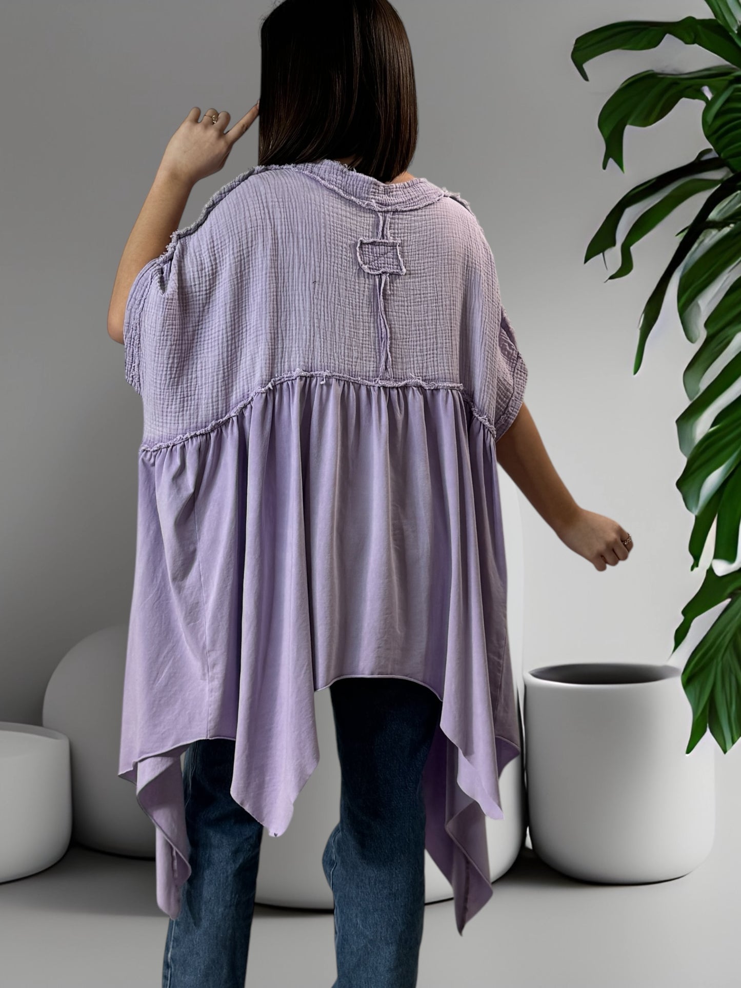 LOUNA - TUNIQUE LILAS ASYMETRIQUE JUSQU'A LA TAILLE 54/56
