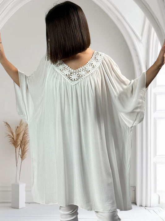 LOLITA - TUNIQUE OVERSIZE BLANCHE JUSQU'A LA TAILLE 58