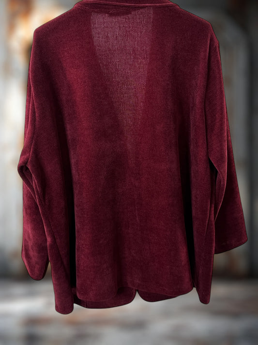 FLAVIE - VESTE BORDEAUX EN VELOURS JUSQU'A LA TAILLE 52