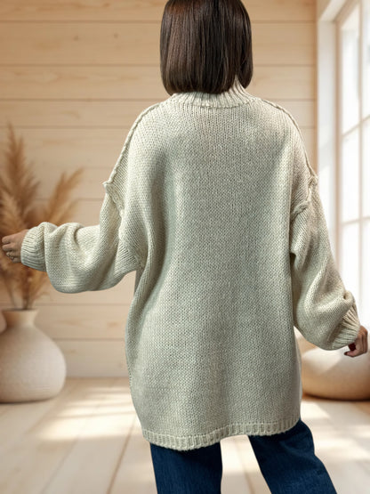NATHY - PULL OVERSIZE BEIGE JUSQU'A LA TAILLE 54