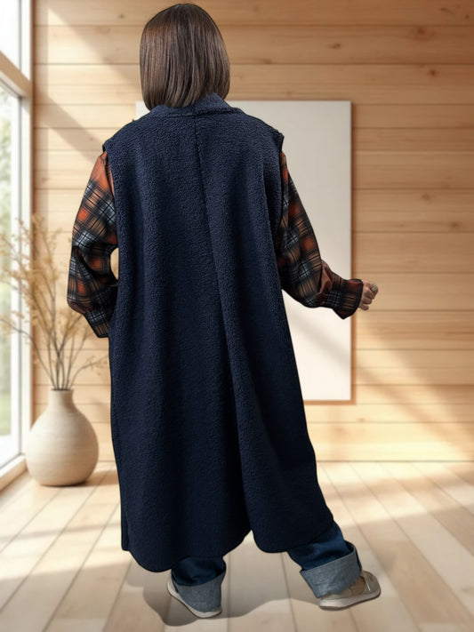 MAUD - GILET MARINE SANS MANCHES JUSQU'A LA TAILLE 54/56