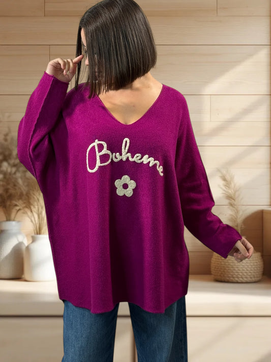 ORLANE - PULL OVERSIZE CYCLAMEN JUSQU'A LA TAILLE 54