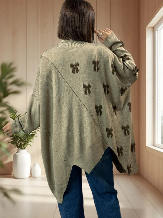 ANTONINO - PULL BEIGE OVERSIZE EN MAILLE JUSQU'A LA TAILLE 58