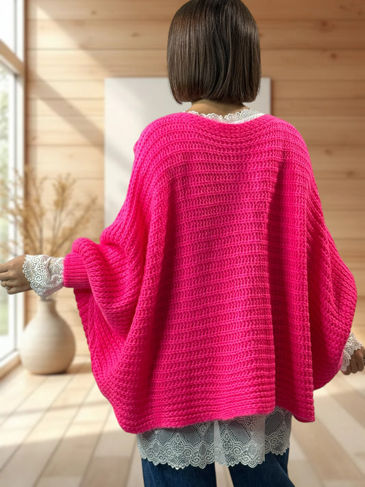 ELLA - PULL OVERSIZE FUCHSIA JUSQU'A LA TAILLE 56