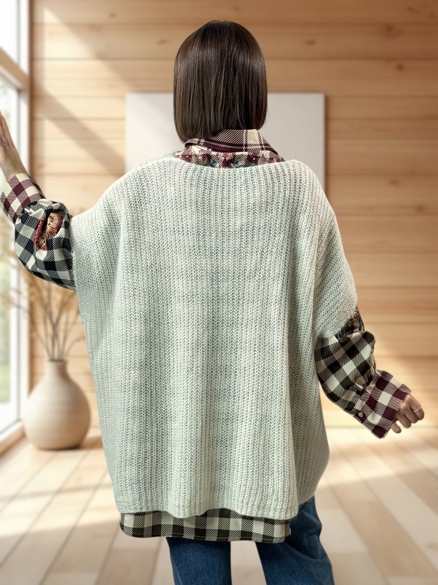 ENZO - PULL BLANC CASSE OVERSIZE JUSQU'A LA TAILLE 56