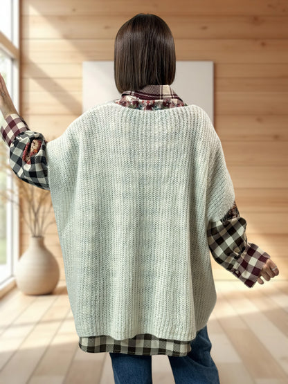 ENZO - PULL BLANC CASSE OVERSIZE JUSQU'A LA TAILLE 56