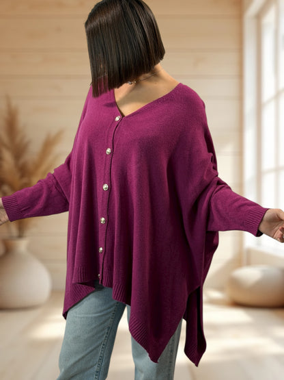 MATHILDE - GILET OVERSIZE VINO JUSQU'A LA TAILLE 56/58