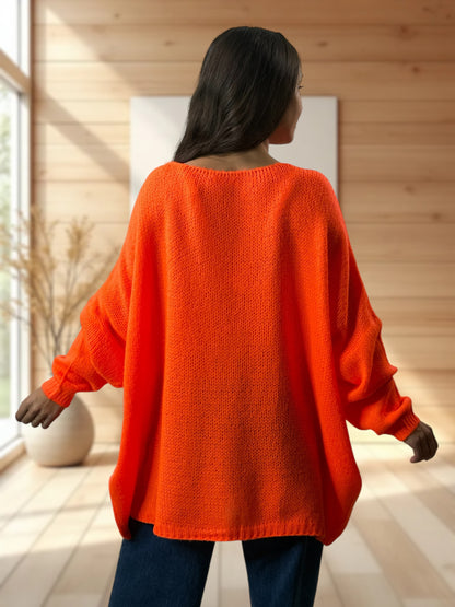 JAMES - PULL OVERSIZE ORANGE JUSQU'A LA TAILLE 56