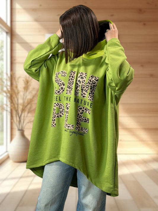 ELLIOT - SWEAT A CAPUCHE OVERSIZE VERT JUSQU'A LA TAILLE 56