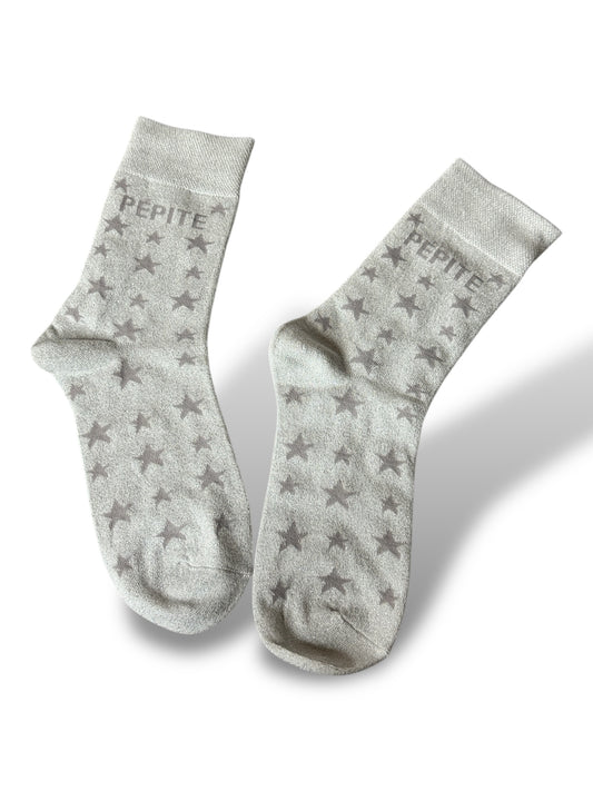 CHAUSSETTES SCINTILLANTES PEPITE ARGENT