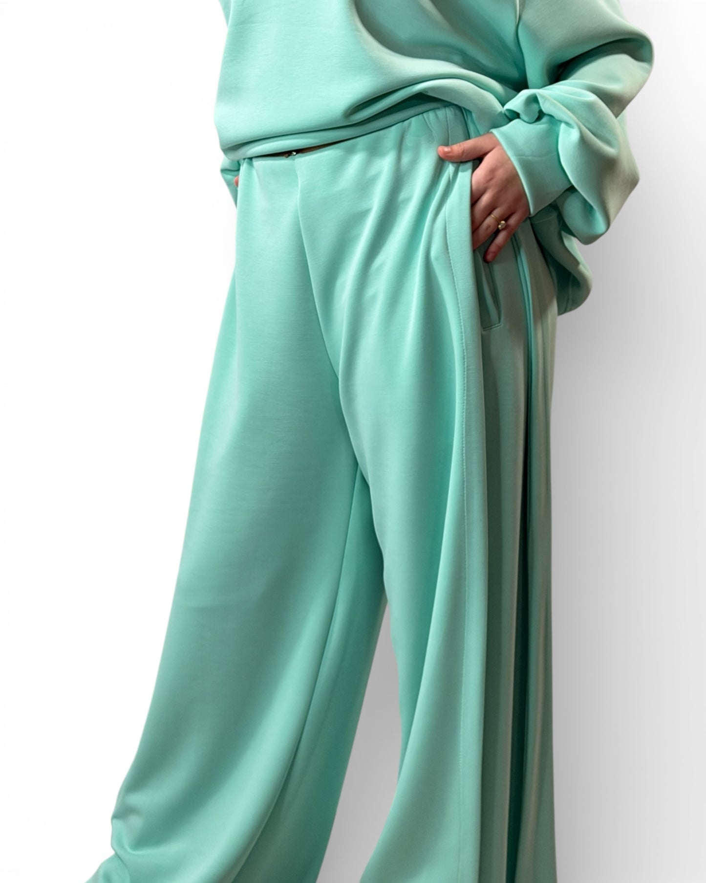 LORENZO - PANTALON AMPLE FLUIDE TURQUOISE TAILLE 46 A 52/54