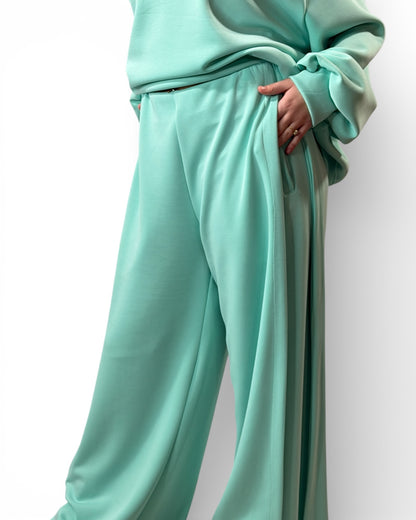 LORENZO - PANTALON AMPLE FLUIDE TURQUOISE TAILLE 46 A 52/54