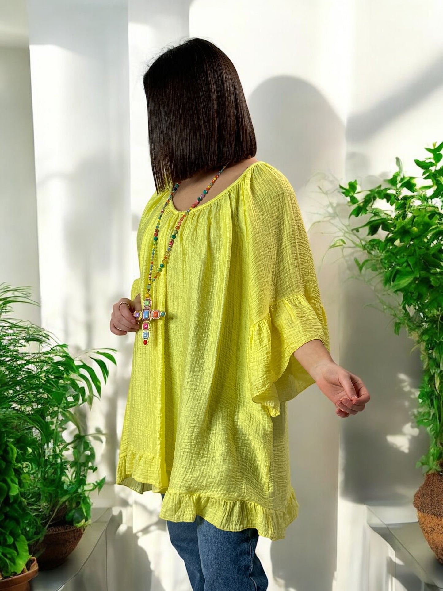 BERLINGOT - TUNIQUE OVERSIZE JAUNE JUSQU'A LA TAILLE 58/60