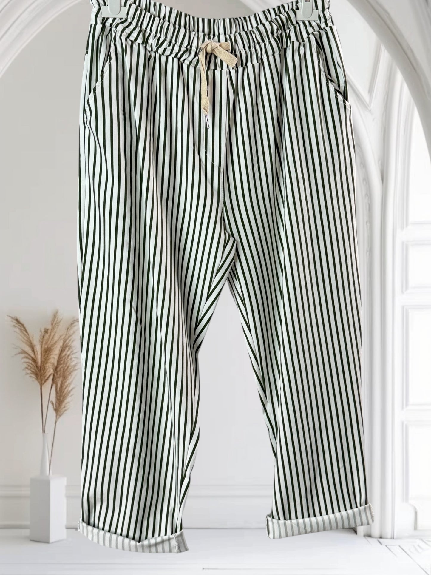 AUBIN - PANTALON SPORTSWEAR A RAYURE KAKI TAILLE 46 A 52