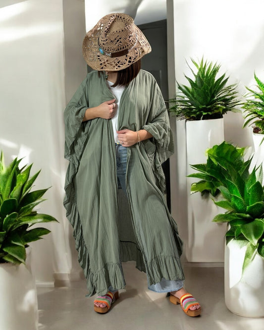 HAPINESS - KIMONO KAKI OVERSIZE JUSQU'A LA TAILLE 60