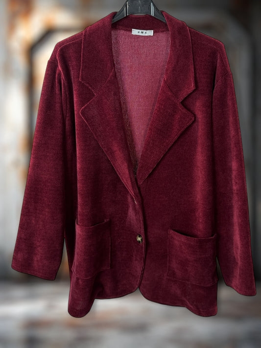 FLAVIE - VESTE BORDEAUX EN VELOURS JUSQU'A LA TAILLE 52