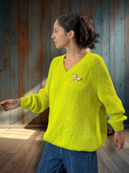 MATTEO - PULL VERT AVEC MOHAIR JUSQU'A LA TAILLE 54