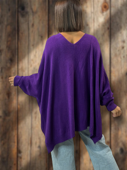 MATHILDE - GILET OVERSIZE VIOLET JUSQU'A LA TAILLE 56/58