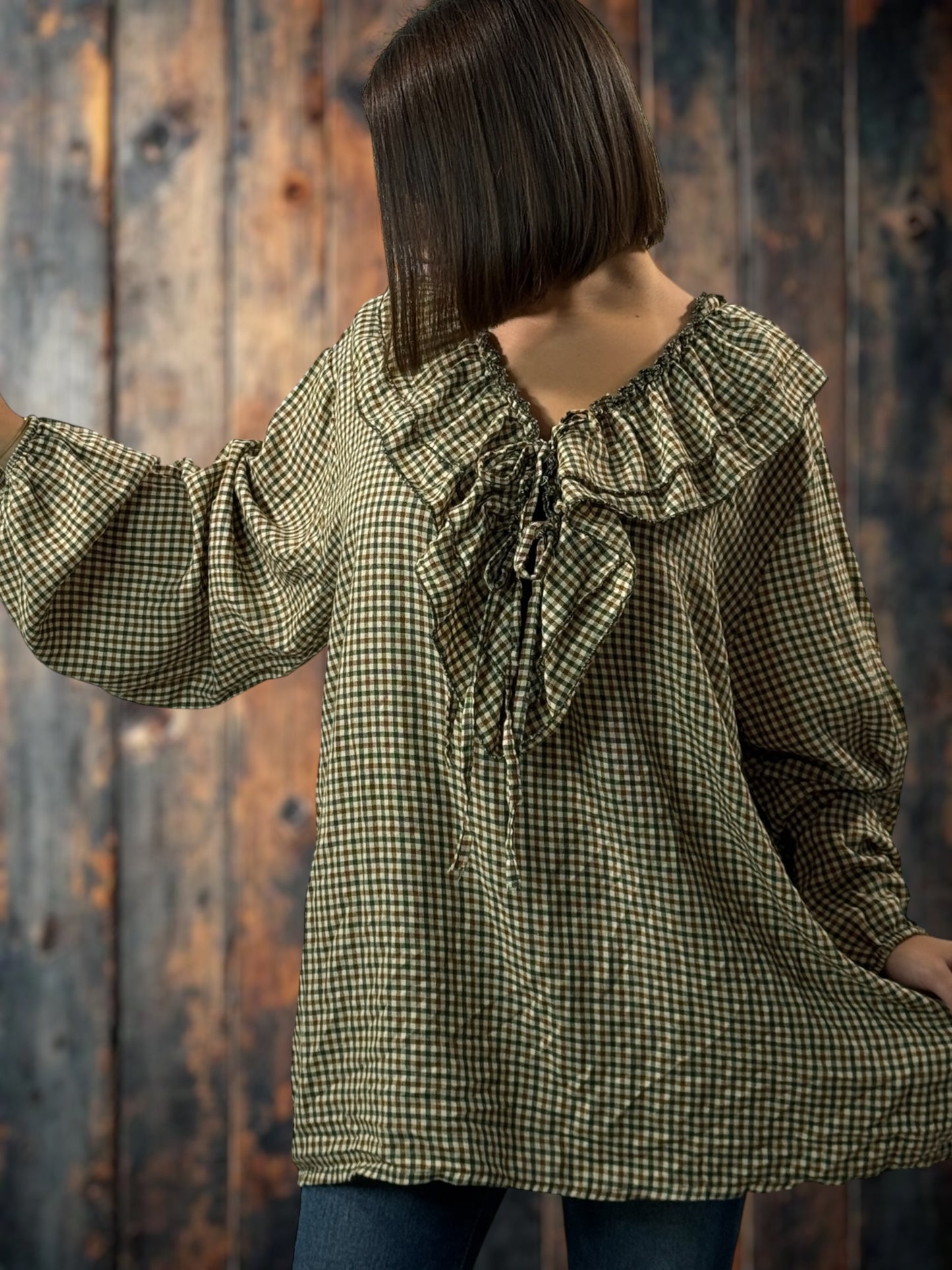 COLINE - BLOUSE A PETITS CARREAUX  JUSQU'A LA TAILLE 52/54